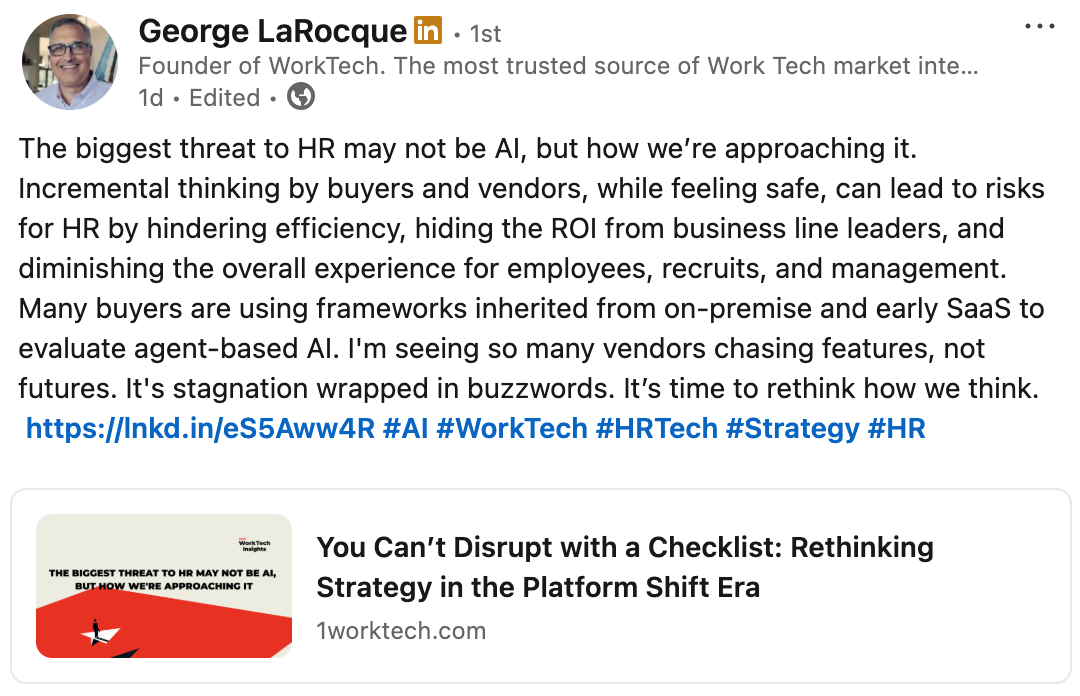 George LaRocque LinkedIn Post