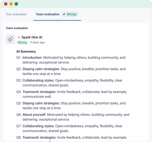 Spark Hire Meet - AI summary for One Way Video Interviews