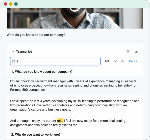 Spark Hire AI powered transcripts